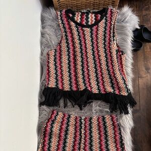 Top and shirts tweed with fringe like new